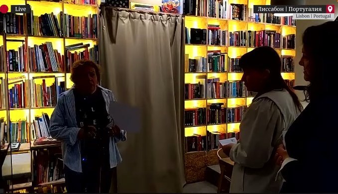 EnMemorial's tweet photo. Lisbon, Portugal is live! Participants keep reading the names. Thank you everyone. 

Tamara Eidelman 
@tamaraeidelman
 read Alexei Gorinov's letter. 

#returningthenames #29october #october29

Our broadcast: https://t.co/FR0qvOynmb

Support "Returning the Names": https://t.co/8Y9r4yrzbi