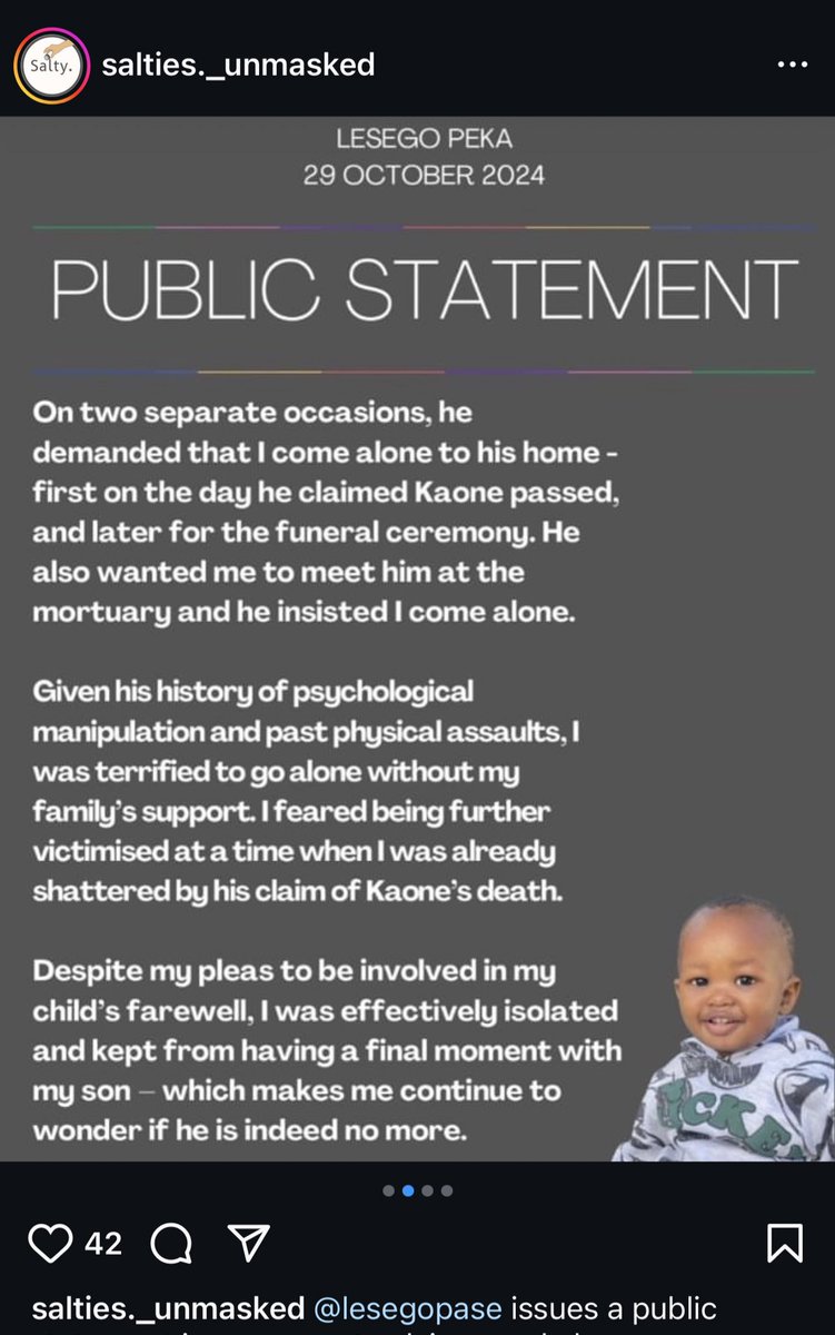 jacquekgobane's tweet photo. @Karabo_Mokgoko There’s page on  Instagram that just put up a statement that she made. https://t.co/CdevyrnWjx