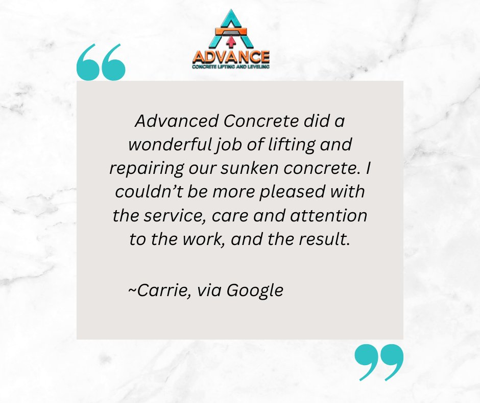 AdvanceLifting's tweet image. Thanks so much for your review, Carrie! We appreciate you sharing your experience.

#concreteleveling #concreterepair #TestimonialTuesday #atlanta