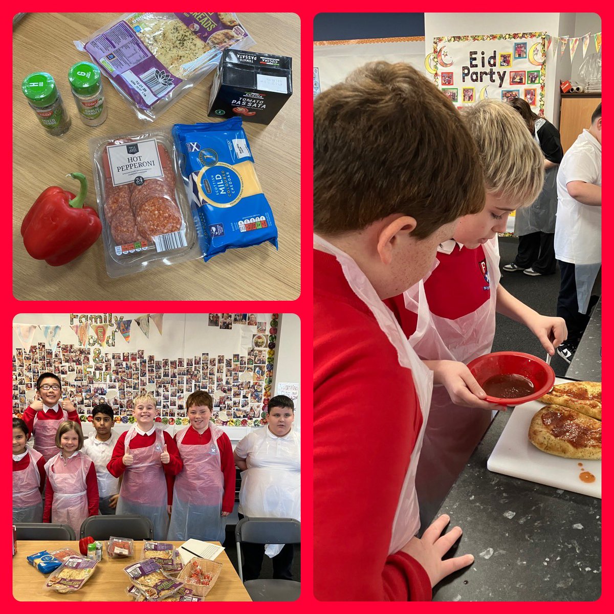 lisa_toner23's tweet photo. Great to be back in the cooking room today with @milac32 for our new Cooking Academy @ClydePrimary. The children loved making nan bread pizza, we made our own pizza sauce and had different yummy toppings 🍕there wasn’t much left to take home! All ingredients bought from @AldiUK https://t.co/xKpbVfIOQc