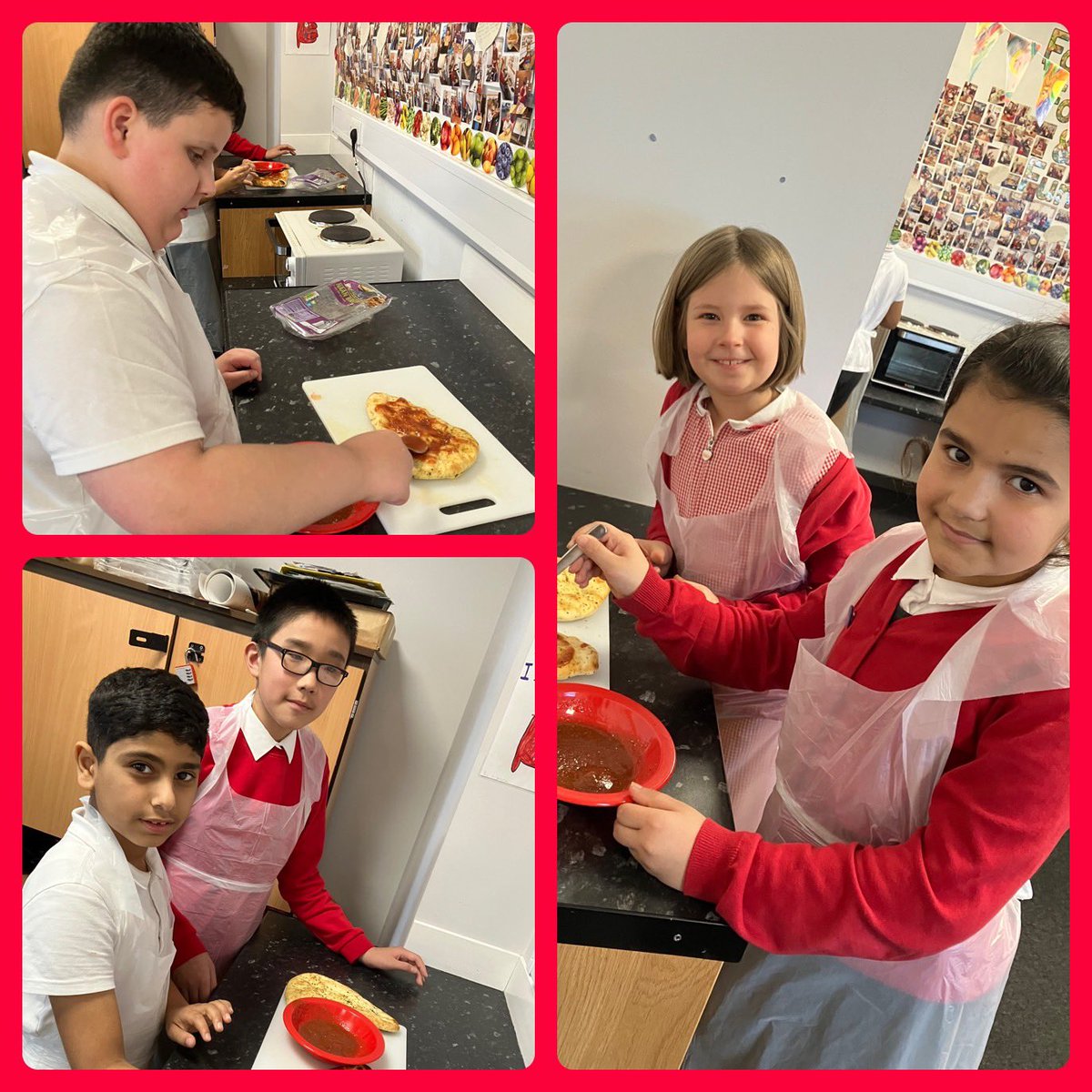 lisa_toner23's tweet photo. Great to be back in the cooking room today with @milac32 for our new Cooking Academy @ClydePrimary. The children loved making nan bread pizza, we made our own pizza sauce and had different yummy toppings 🍕there wasn’t much left to take home! All ingredients bought from @AldiUK https://t.co/xKpbVfIOQc