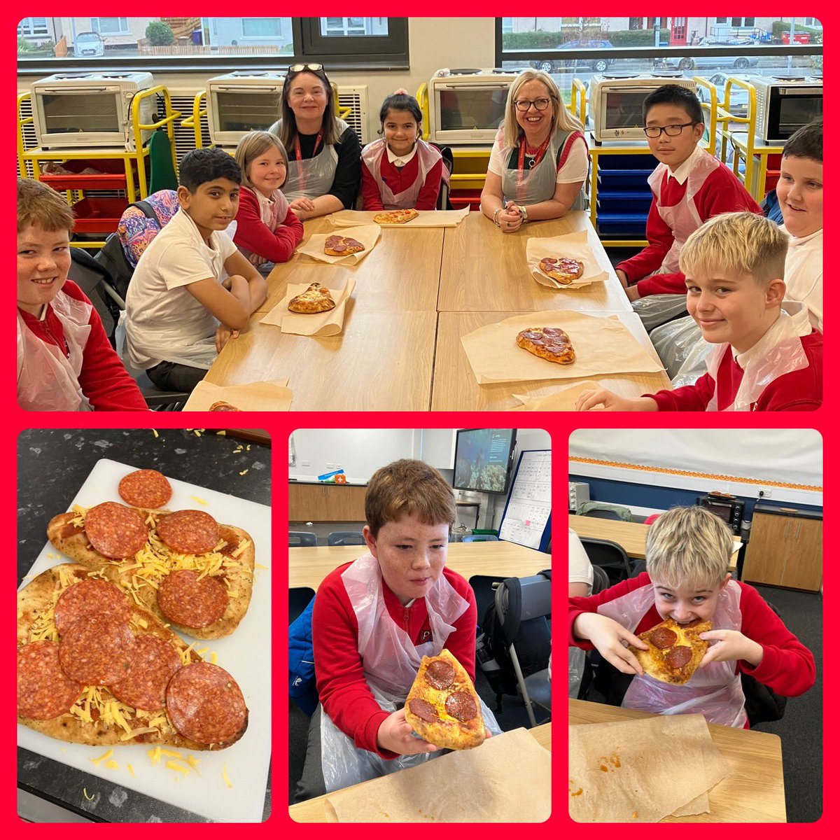 lisa_toner23's tweet photo. Great to be back in the cooking room today with @milac32 for our new Cooking Academy @ClydePrimary. The children loved making nan bread pizza, we made our own pizza sauce and had different yummy toppings 🍕there wasn’t much left to take home! All ingredients bought from @AldiUK https://t.co/xKpbVfIOQc