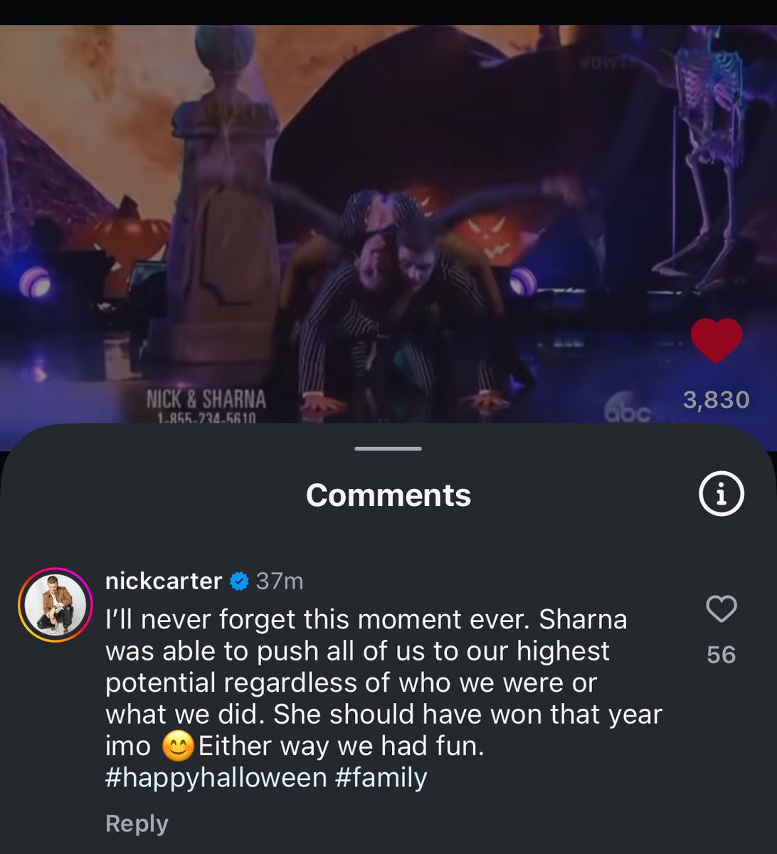 WHOTheBckstreet's tweet photo. It was certainly our favorite Halloween 🎃 dance for #DWTS and we couldn’t agree more with @nickcarter - #TeamSharnick deserved the win. https://t.co/zs5epaq966