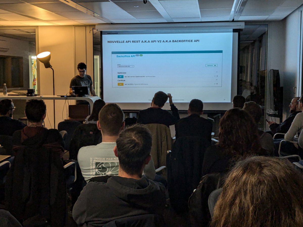 ApiPlatform's tweet image. .@mathieuKs, a member of the @PrestaShop core team, presented the integration of the API Platform framework into #Prestashop 9 during @afup_hdf&apos;s monthly meetup.