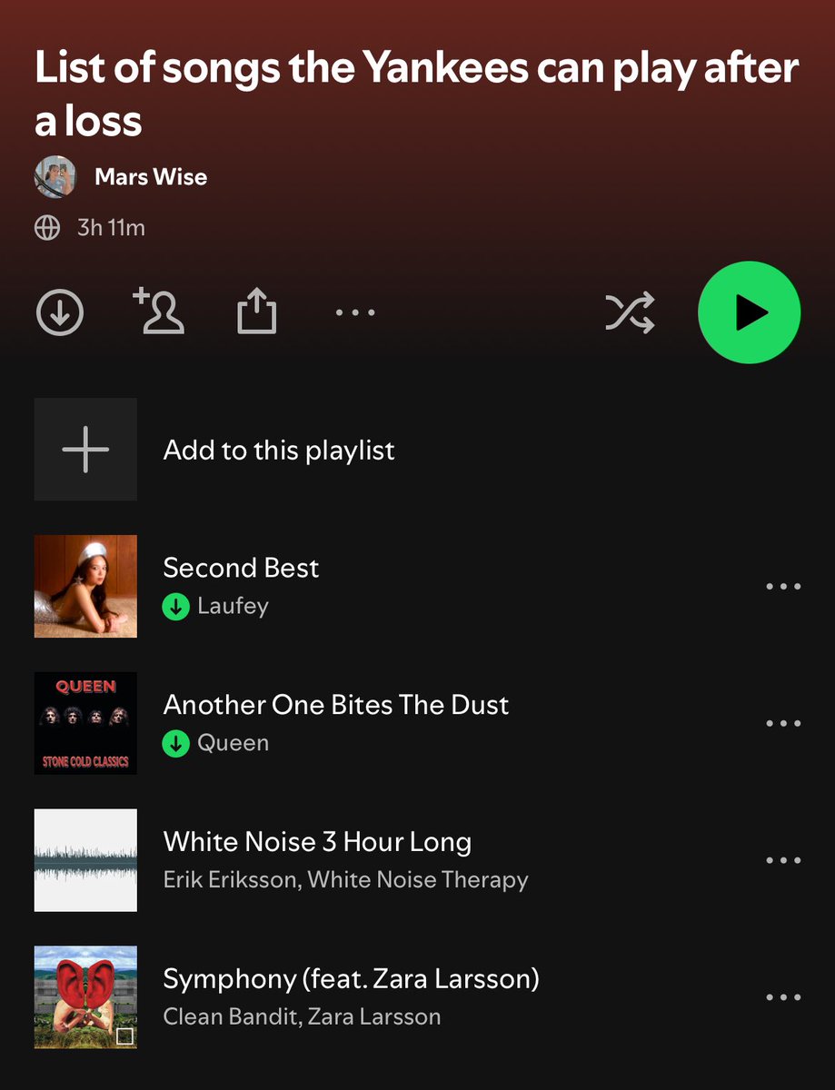 mariahlwise's tweet photo. Petition for the @Yankees to not play “theme from New York, New York” when they lose a game. Instead, chose from these songs! #MLB https://t.co/9eAjEMXeDX