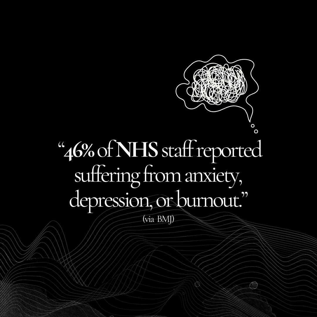 An incredibly scary statistic from The British Medical Journal, 46% of our NHS staff are reported to be suffering from anxiety, depression, or burnout.

#burnout #depression #anxiety #wellness #support #NHS #wellbeing