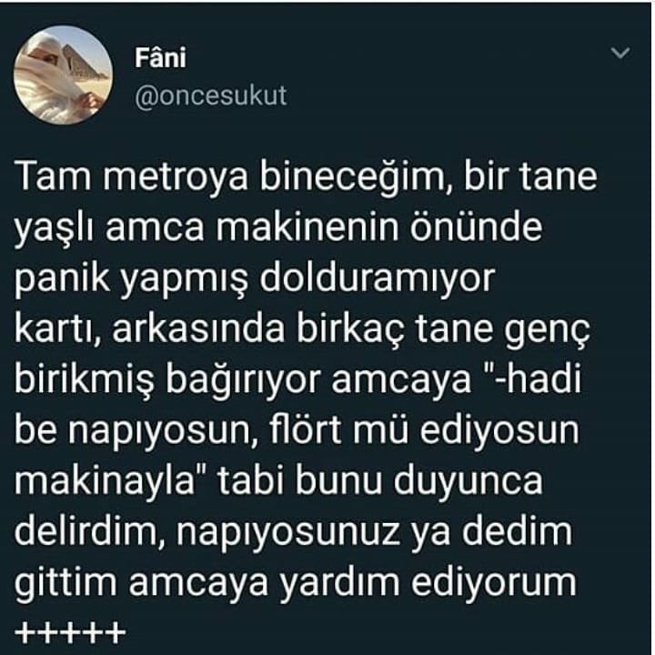 Metroda yaşlı bir amcaya denk gelen kişinin tüyleri diken diken eden floodu