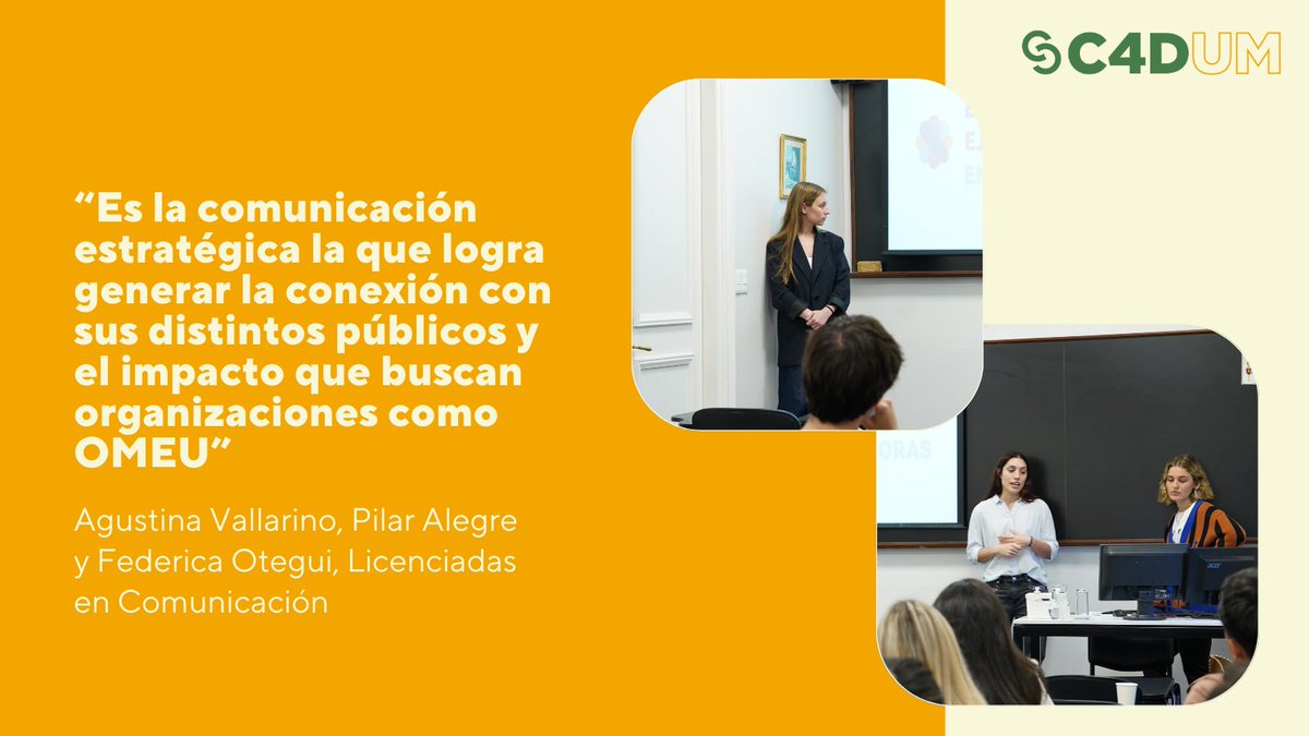 C4D en la UM (@umc4d) on Twitter photo 💼 Comunicación para el liderazgo de mujeres en la empresa fue el tema del segundo día de la #SemanaC4D, con Agustina Vallarino, Pilar Alegre y Federica Otegui. Gracias por mostrar el trabajo con @OMEU_uy, parte de su proyecto final en <a href="/ComunicacionUM/">Comunicación UM</a> con la prof. Sofía Montero. 💼 Comunicación para el liderazgo de mujeres en la empresa fue el tema del segundo día de la #SemanaC4D, con Agustina Vallarino, Pilar Alegre y Federica Otegui. Gracias por mostrar el trabajo con @OMEU_uy, parte de su proyecto final en <a href="/ComunicacionUM/">Comunicación UM</a> con la prof. Sofía Montero.