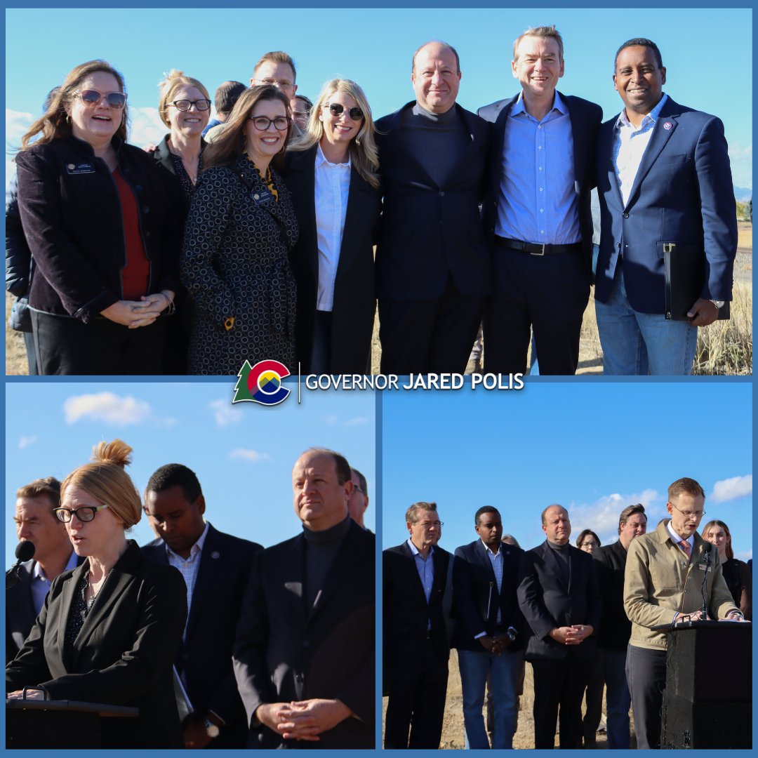 GovofCO's tweet photo. Today’s grant will make freight rail traffic in some of our busiest growing communities safer quickly while providing critical building blocks for Passenger Rail. This major funding will help achieve important priorities like complying with longstanding federal standards and improving the safety of rail crossings, which can be the sites of dangerous incidents. With more than $66 million in federal support from the Biden-Harris administration, the future of Colorado’s rail network is a clear priority for the federal government, as it should be. We thank @SenatorHick  and @SenatorBennet, @RepJoeNeguse and @RepPettersen, and our communities for their support of this important project.