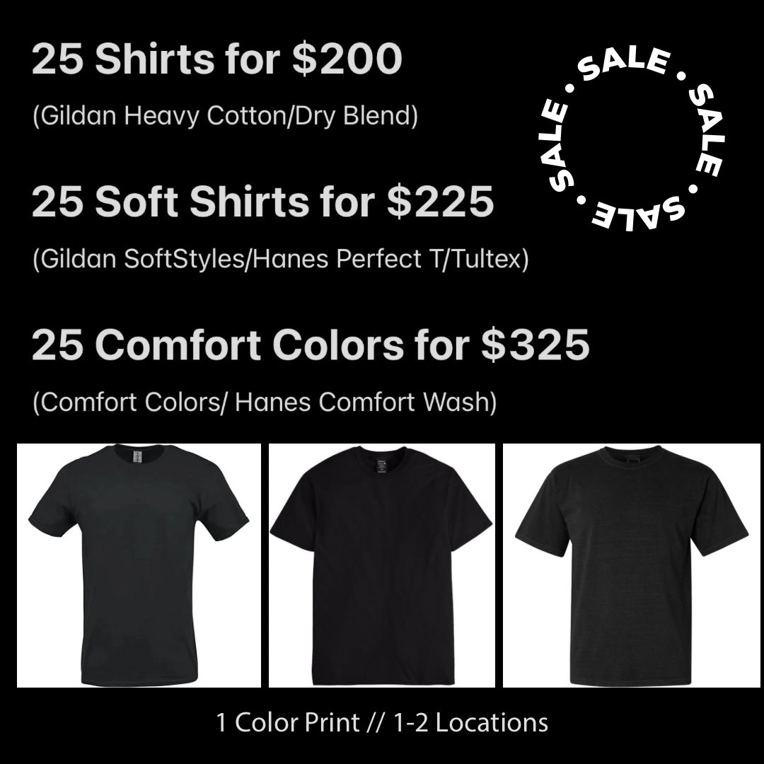 jamesuzzel's tweet photo. your bands needs new merch??? 
I make merch in my garage??? 
let’s work together https://t.co/TOm1SLefNO