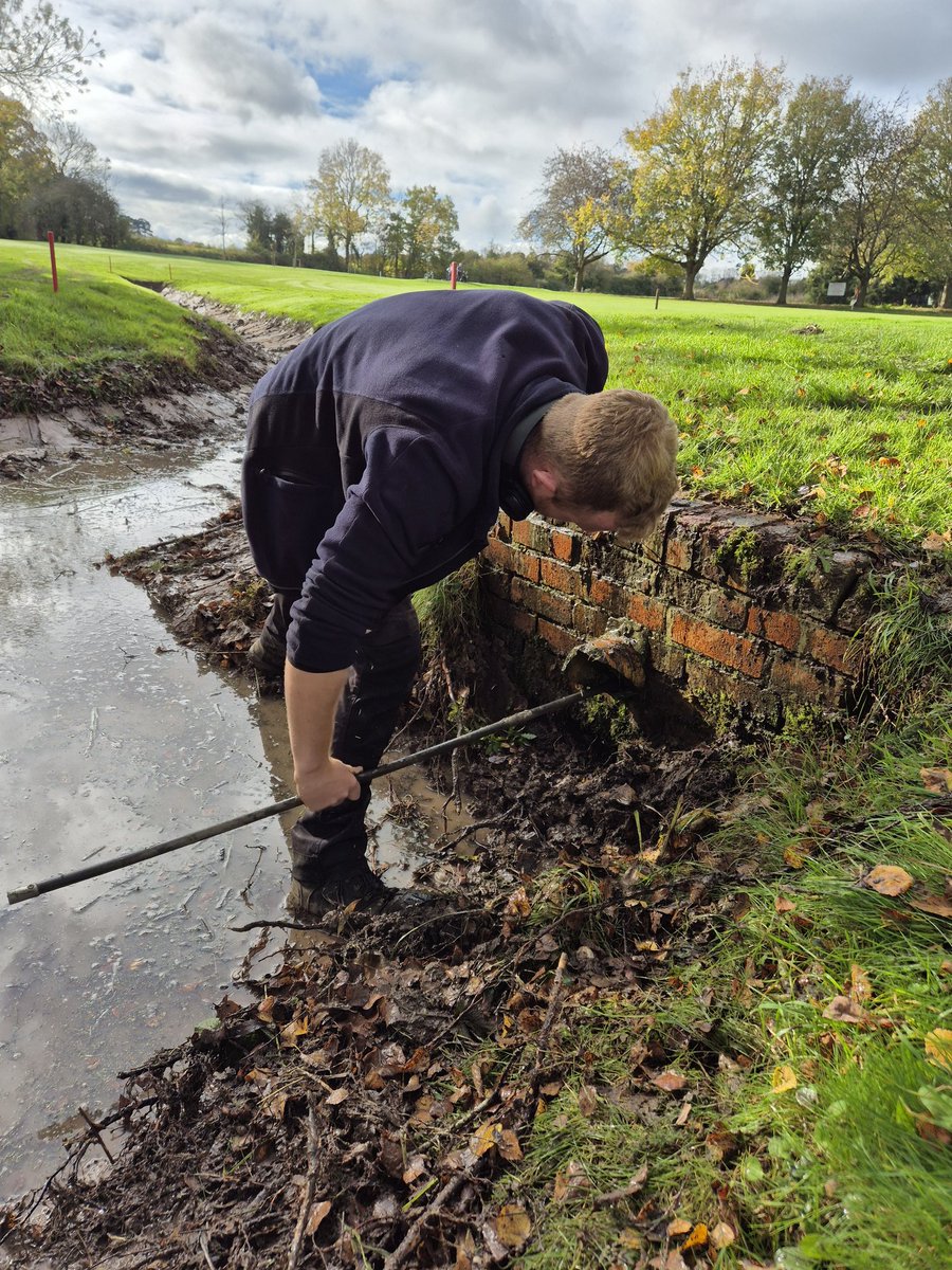 _BillyHayes_'s tweet photo. 17th hole ditch and pond clearance today. 
60mm pipes found from fairway drainage. 
Ditch cleared, pipes rodded and silt extracted from the pond. Satisfying jobs all round.
Well done @Nathan_Slater17 top work. 👏 
@GolfDroitwich https://t.co/E2isEFyWVK