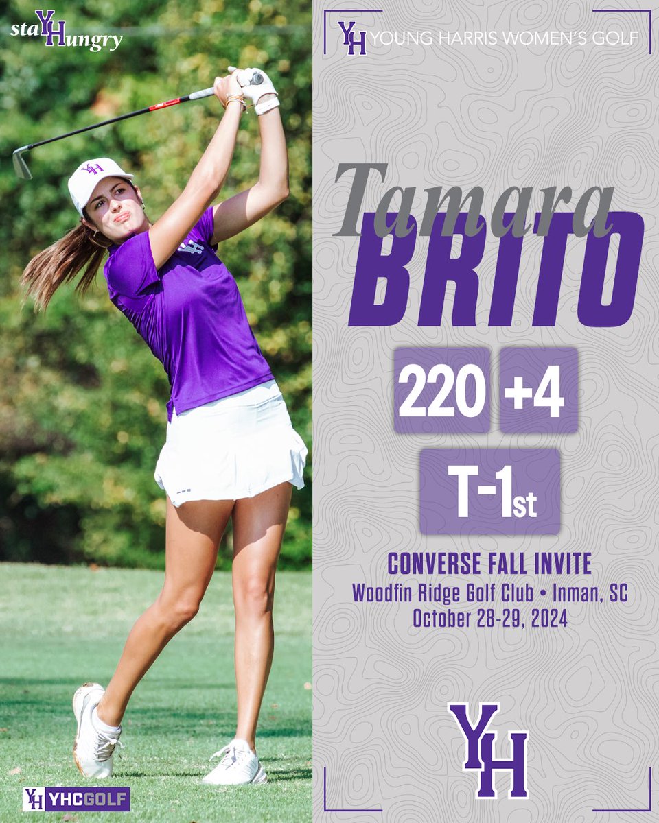 YHCAthletics's tweet photo. WGOLF | @YHC_Golf Tamara Brito ties for FIRST at the Converse Fall Invite! 💪🔥👏🏆🥇
#staYHungry https://t.co/xBtakBYIuX