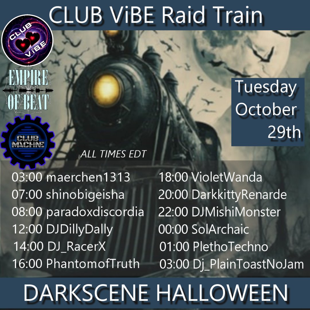 Phantomoftruth's tweet photo. I'm live at 1Pm PDT! CLUB ViBE Raid Train DARKSCENE HALLOWEEN https://t.co/O7enJu3i51 https://t.co/8Z3yroswXy