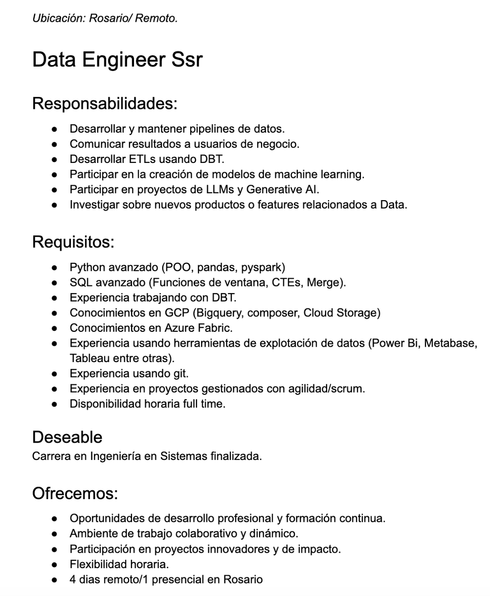 Hola! Estamos buscando un/a Data Engineer Ssr que se sume al equipo de urbsdata.com 🙂 Si sos de Rosario o alrededores postulate enviando tu cv a hiring@urbsdata.com ////
🙏 RT