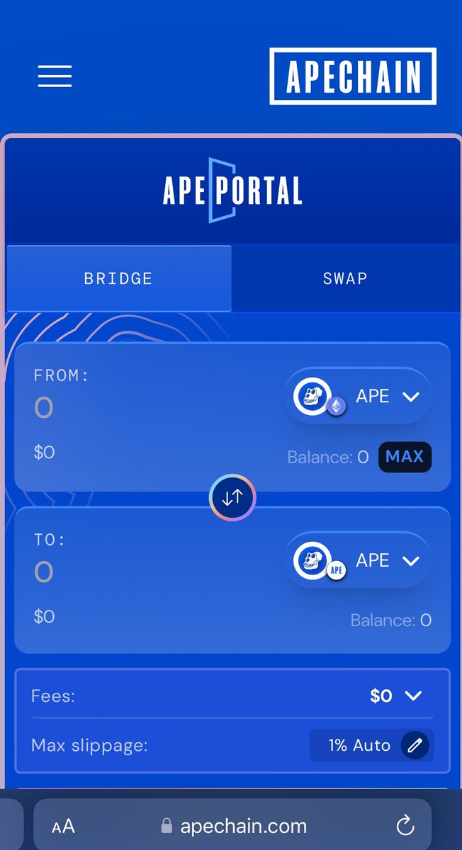 You mean I can bridge my $ape over to ApeChain and I don’t have to stake it?! 

Native $ape yield. 

Bridge over.

Auto Yield. (No claims necessary)

Have fun. 

I’ve bridged over. Your turn. 🫡

Tag me once you do it. 🦍 ⛓️‍💥