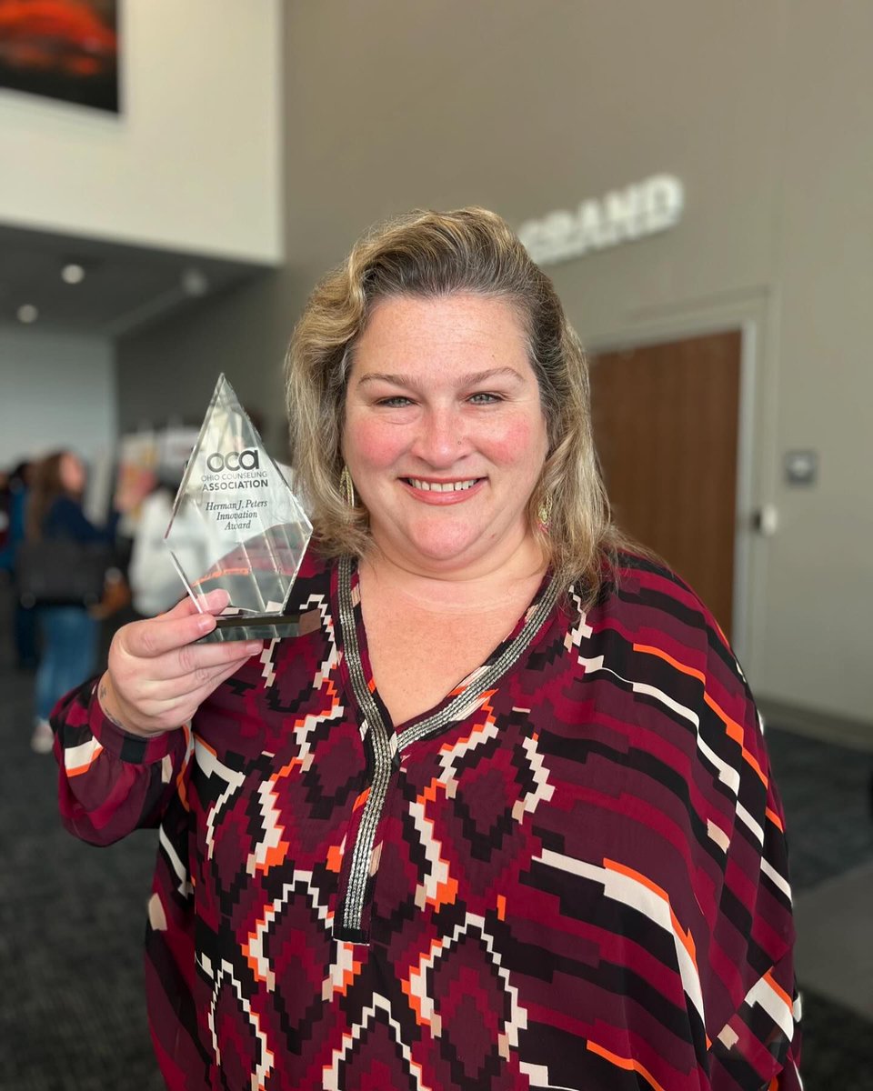 jamiemarich's tweet image. Such an honor to receive the Herman J. Peters Innovation in Counseling Award today, granted by the Ohio Counseling Association. 
#Ohio #Counseling #ExpressiveArts #EMDR