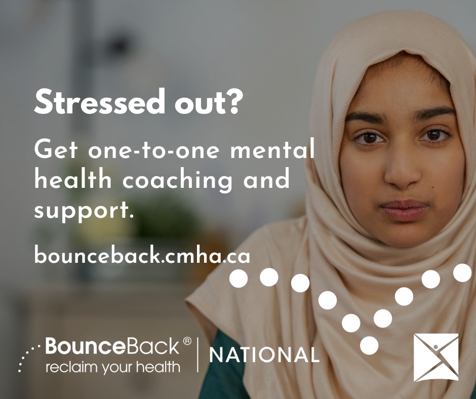 Are you struggling to manage your low mood or feel constant anxiety, stress or worry?
Bounce Back is CMHA's skill building program that can help you deal with these issues through online videos or over the phone with the help of a coach.

Know more at novascotia.cmha.ca/bounceback/
