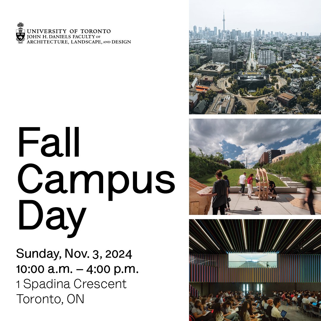 UofTDaniels's tweet image. Interested in applying to U of T? Want to know more about Architectural Studies and Visual Studies? Prospective students, family members and friends are invited to Fall Campus Day on Sunday, November 3.

To learn more, visit: uoft.me/fcd-2024

#uoftdaniels @UofT