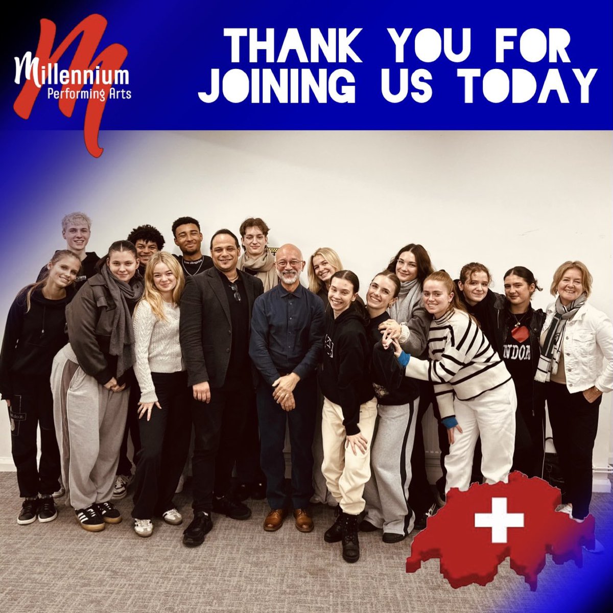 Millennium Performing Arts (@mpacollege) on Twitter photo Today we welcomed our friends from <a href="/musicalfactory/">MusicalNieuws</a> in Switzerland, for a full day of our triple threat training.
Thank you for joining us. Safe journey back tomorrow!
#MillenniumPerformingArts #MusicalFactory #InternationalConnections #TrainingTheMillenniumWay Today we welcomed our friends from <a href="/musicalfactory/">MusicalNieuws</a> in Switzerland, for a full day of our triple threat training.
Thank you for joining us. Safe journey back tomorrow!
#MillenniumPerformingArts #MusicalFactory #InternationalConnections #TrainingTheMillenniumWay