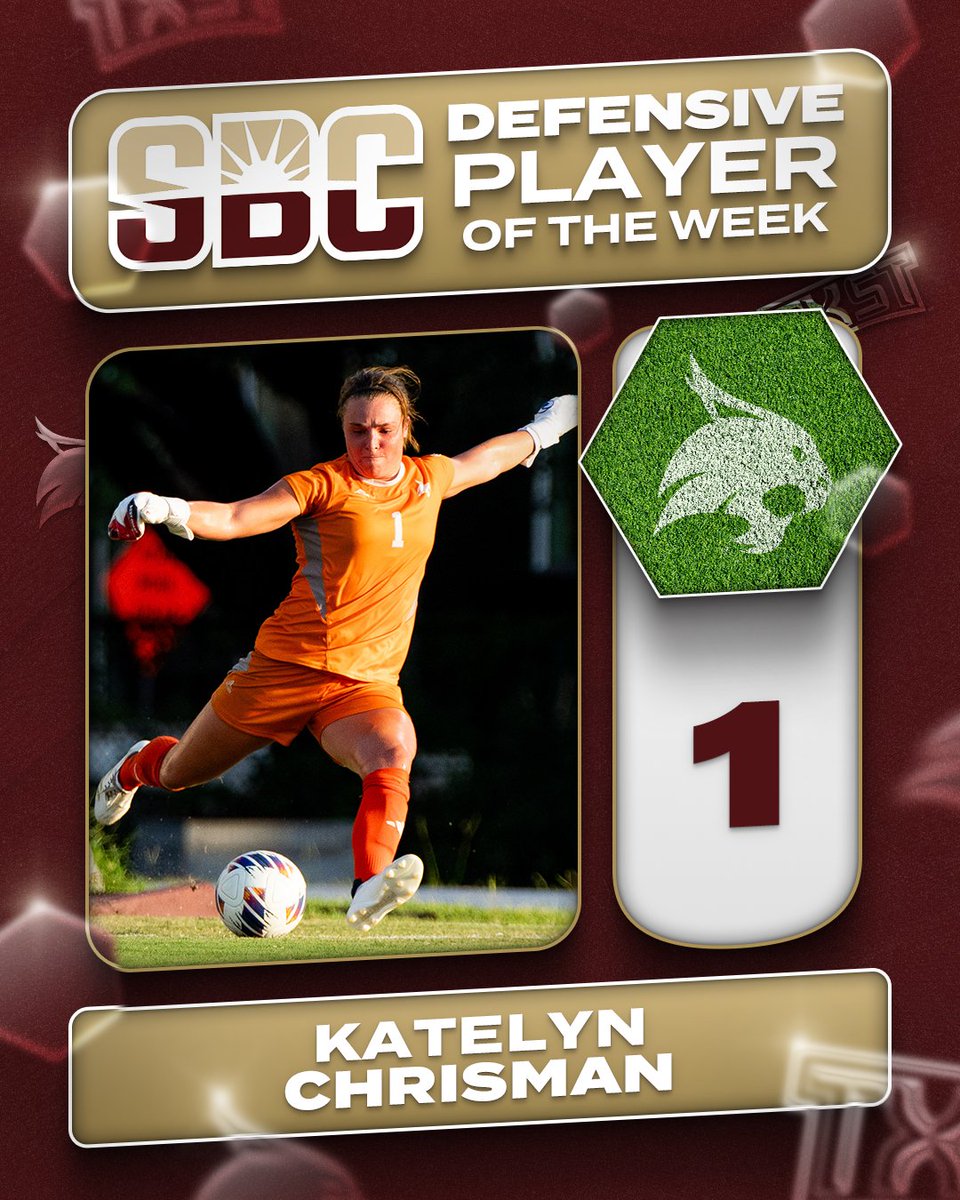 TXStateSoccer's tweet image. After recording 2 shutouts this past weekend, Katelyn Chrisman has been named the Sun Belt Conference&apos;s Defensive Player of the Week!

📰: bit.ly/4e1ssL3

#EatEmUp #SunBeltWSOC