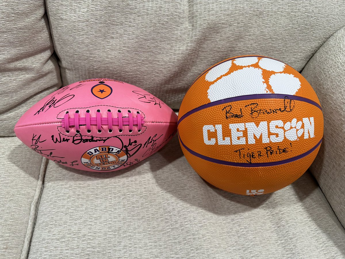 The ROAR 🎙 (@1055theroar) on Twitter photo Road Rage #T4T auction 10/29 <a href="/deptulahasrage/">Walt Deptula</a> <a href="/DabosALLINTeam/">Dabo's ALL IN TEAM® Foundation</a>
- Pink football hand signed by current <a href="/ClemsonFB/">Clemson Football</a> coaches & coordinators
- Orange basketball hand signed by <a href="/Coach_Brownell/">Coach Brad Brownell</a>
Call 864-654-7627 to bid! Road Rage #T4T auction 10/29 <a href="/deptulahasrage/">Walt Deptula</a> <a href="/DabosALLINTeam/">Dabo's ALL IN TEAM® Foundation</a>
- Pink football hand signed by current <a href="/ClemsonFB/">Clemson Football</a> coaches & coordinators
- Orange basketball hand signed by <a href="/Coach_Brownell/">Coach Brad Brownell</a>
Call 864-654-7627 to bid!