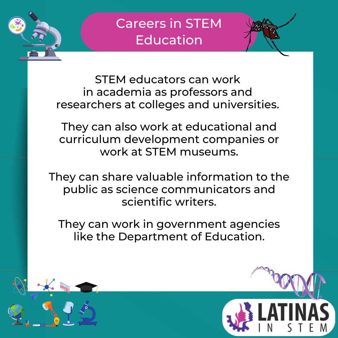 LatinasinSTEM's tweet image. It's #TopicTuesday !
We are continuing our exploration of STEM education 📷📷
What kind of careers are possible? What organizations can I look into?
📷Swipe through our post to find out!
#Latinasinstem #latinasinSTEMEd #STEMEducation #STEM #DiversityInSTEM
