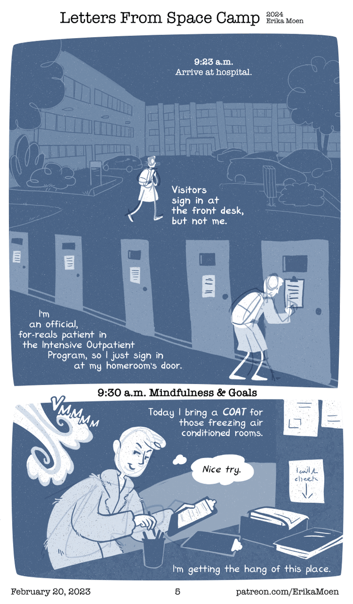 This is my memoir about my month in a mental hospital, but don't worry- there's plenty of dick and fart jokes so it's not a total bummer! For $5 you can read the full 29 page chapter about my second day + the 162 page first draft of the full graphic novel
patreon.com/posts/letters-…