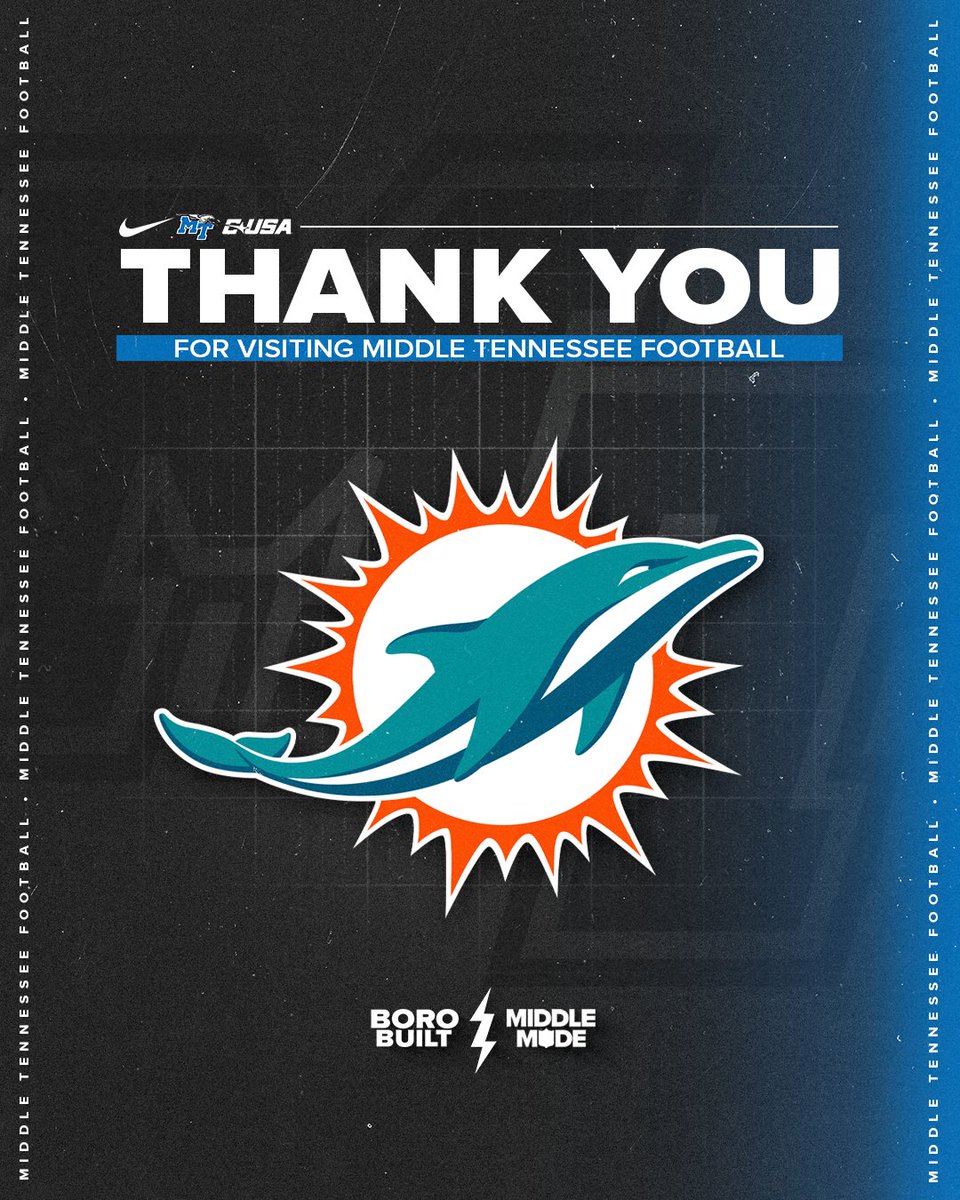 MTFB_Recruiting's tweet photo. Thank you to the @MiamiDolphins for coming to watch our guys compete today!
#BoroBuiltMiddleMade | #ProBlueRaiders https://t.co/aplOu65yys