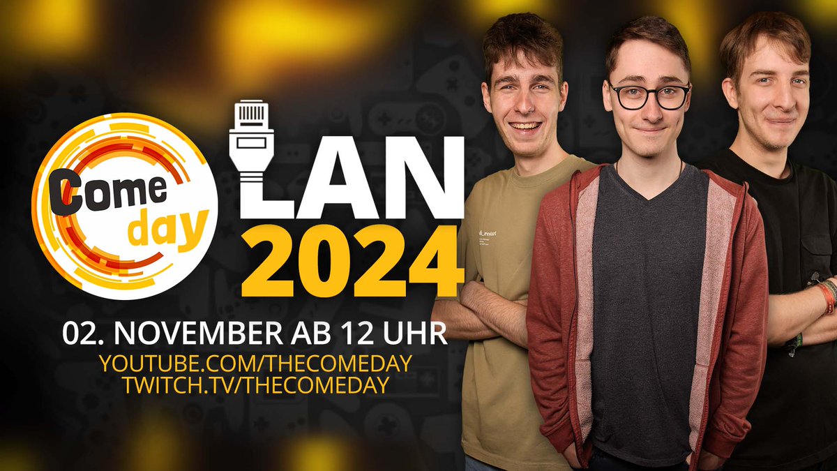 Die COMEDAY LAN 2024 🎮
Auch dieses Jahr veranstalten wir wieder unser eigene LAN-Party🤩 Am Samstag, den 02.11 dürft ihr euch deshalb auf einen nicen Stream aus unserem Studio mit vielen verschiedenen Games und Aktivitäten freuen 🔥