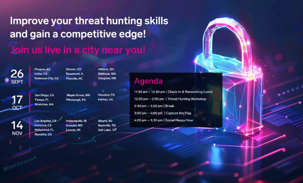 📣 Sumo Logic experts are coming to LA, Nashville, Indianapolis and more for our exclusive, hands-on threat-hunting experience in November!

🔥 Don’t miss this opportunity to elevate your threat-hunting game, win prizes and network with peers! 

Register: ow.ly/LeEu30sHylW