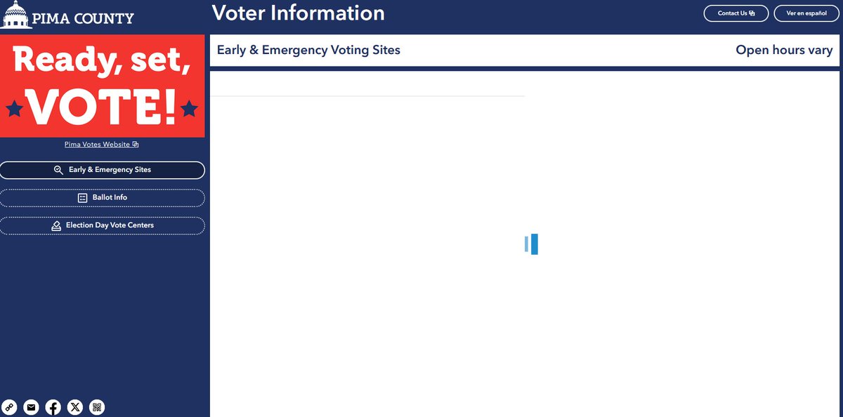RandyK1ng's tweet photo. Voter Information - Pima County by ArcGIS Experience Builder @ArcGISOnline  https://t.co/OIZwHZsp0p 

Here's what you get if you try to go to the Pima County voter information sites: https://t.co/CQ1SiNxhlV