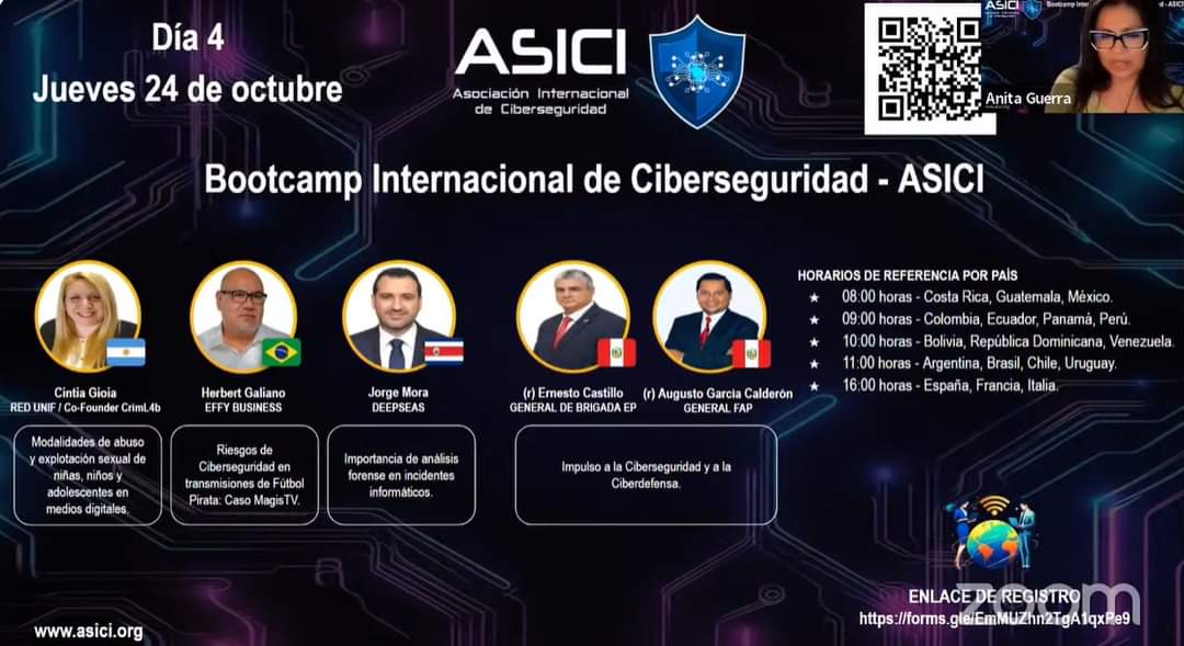 GioiaCintia's tweet photo. Agradecida de haber sido convocada a disertar en el  𝗕𝗼𝗼𝘁𝗰𝗮𝗺𝗽 𝗜𝗻𝘁𝗲𝗿𝗻𝗮𝗰𝗶𝗼𝗻𝗮𝗹 𝗱𝗲 𝗖𝗶𝗯𝗲𝗿𝘀𝗲𝗴𝘂𝗿𝗶𝗱𝗮𝗱 organizado por Asociación Internacional de Ciberseguridad - ASICI, en el marco del Mes de la Ciberseguridad.
@criml4b #cibercrimen #ciberseguridad https://t.co/PY3uonNKIb