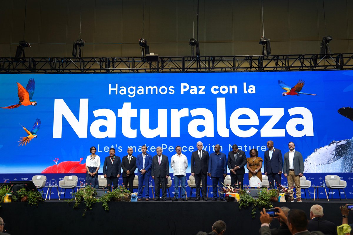 antonioguterres's tweet photo. We can – and must – save the ecosystems that sustain us and keep our climate goals within reach.

The survival of our planet — and our own — is on the line.

Let us choose wisely.

Let us choose life.

Let us make peace with nature. #COP16Colombia https://t.co/0PIavBsaHO