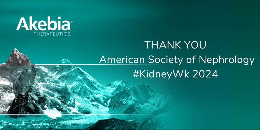 Akebia Therapeutics (@akebiatx) on Twitter photo Thank you to the <a href="/ASNKidney/">American Society of Nephrology</a> for a meaningful and productive #KidneyWk 2024. We are leaving San Diego energized and confident that together we can better the lives of people impacted by kidney disease. Thank you to the <a href="/ASNKidney/">American Society of Nephrology</a> for a meaningful and productive #KidneyWk 2024. We are leaving San Diego energized and confident that together we can better the lives of people impacted by kidney disease.