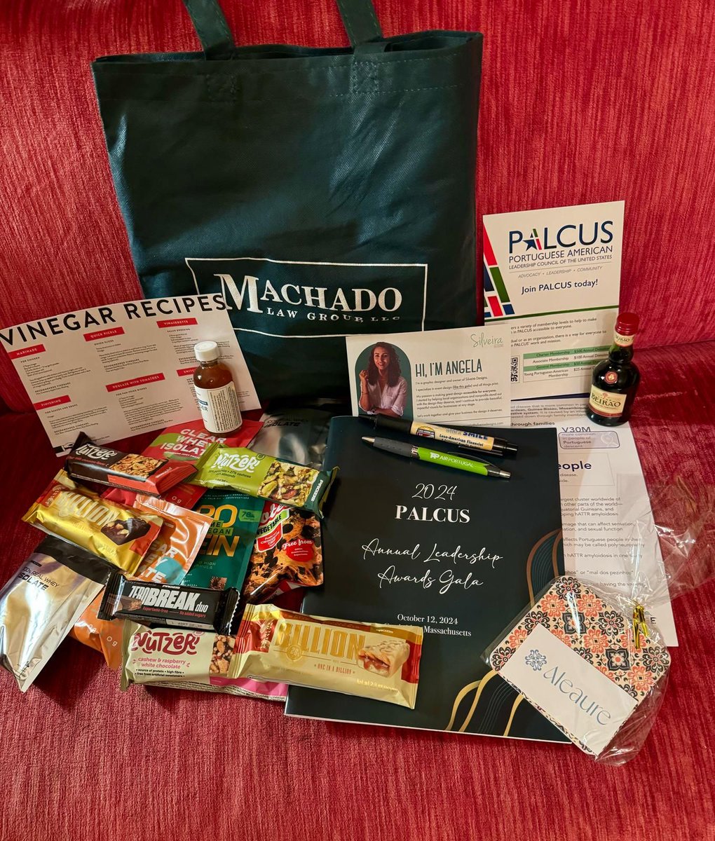 PALCUS's tweet photo. We are so grateful to our incredible donors who made this year's gala gift bags unforgettable! We couldn't have done it without you!
Machado Law, Prozis, Licor Beirao, American Vinegar Works, Aleaure, TAP, Luso American Financial. Alnylam and Silveira Designs https://t.co/Wp3L8AQlrZ