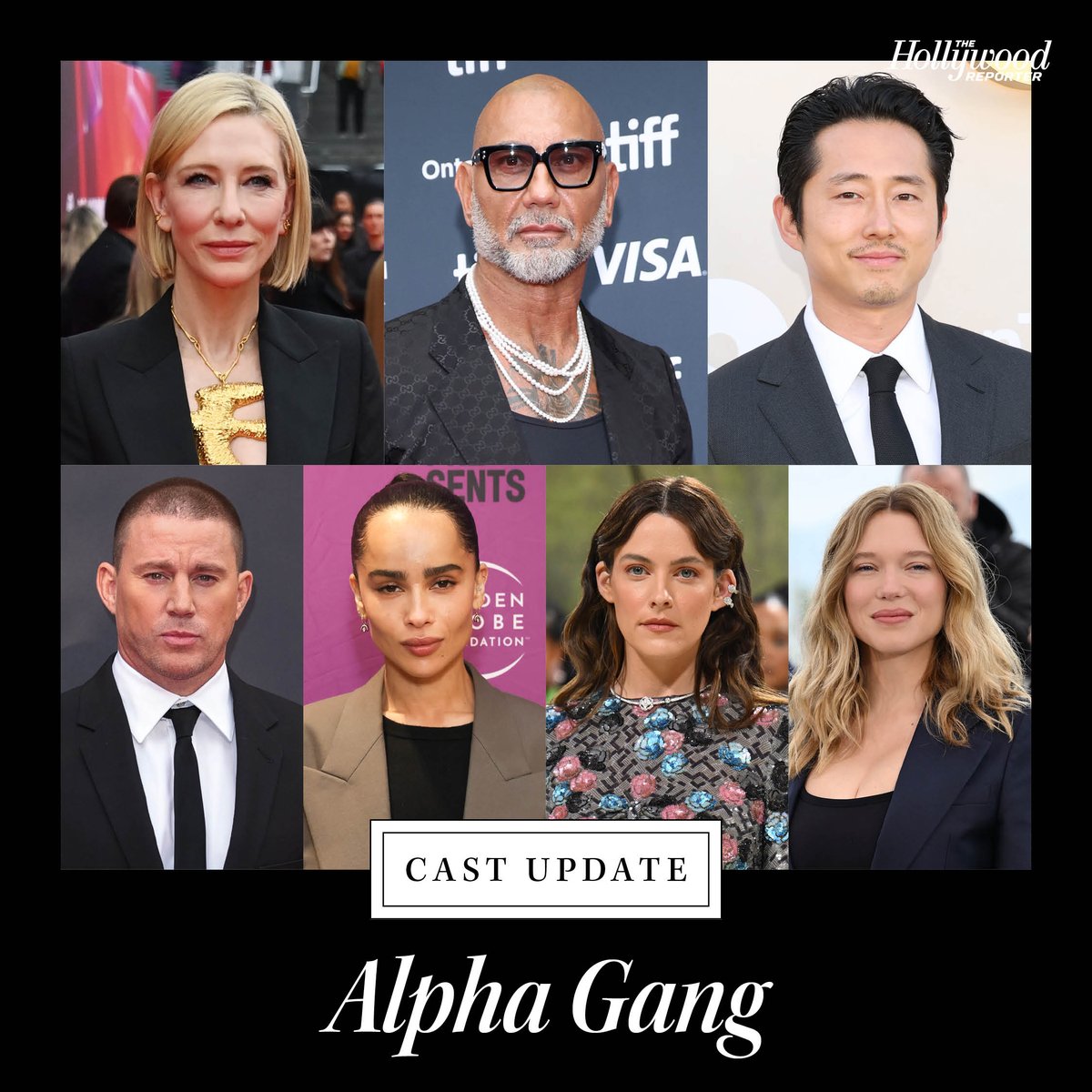 A pack of A-listers are joining Cate Blanchett in the alien invasion comedy #AlphaGang, including: 

Dave Bautista
Steven Yeun
Channing Tatum
Zoë Kravitz
Léa Seydoux
and Riley Keough

More details: thr.cm/zN5w7jO