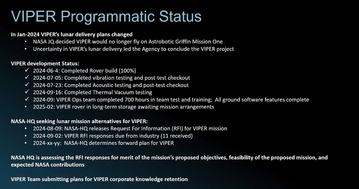 Useful PPT from Tony Colaprete at LEAG with what's been happening with VIPER.
