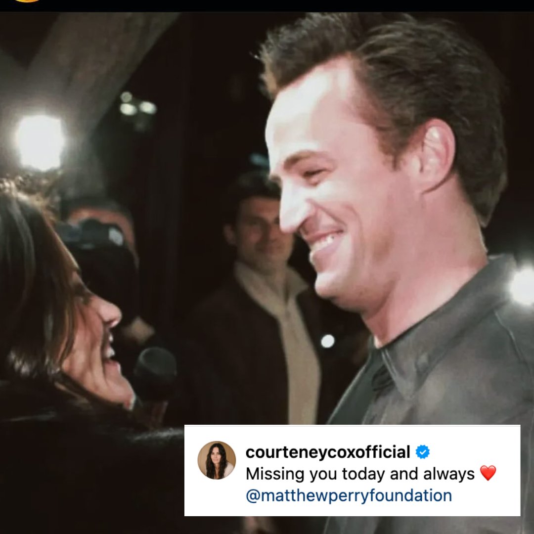 HelloCanada's tweet image. Courteney Cox marked the first year of Matthew Perry&apos;s death with a beautiful post on social media. 📸: #courteneycox #matthewperry #friends