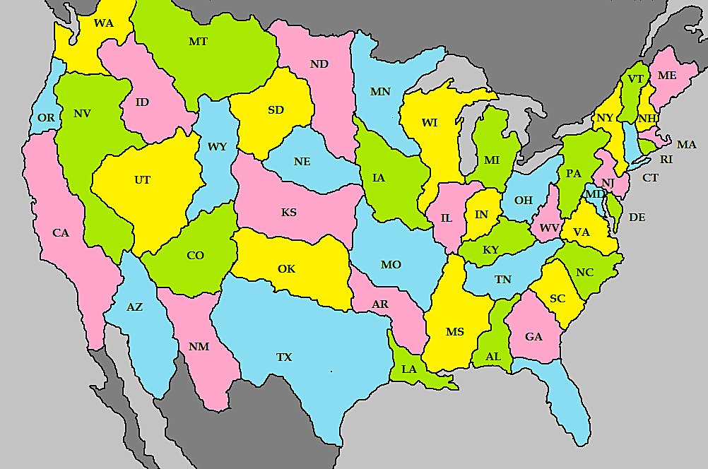 TerribleMaps's tweet photo. U.S. States with natural geographic borders https://t.co/64iM4rKQ5v