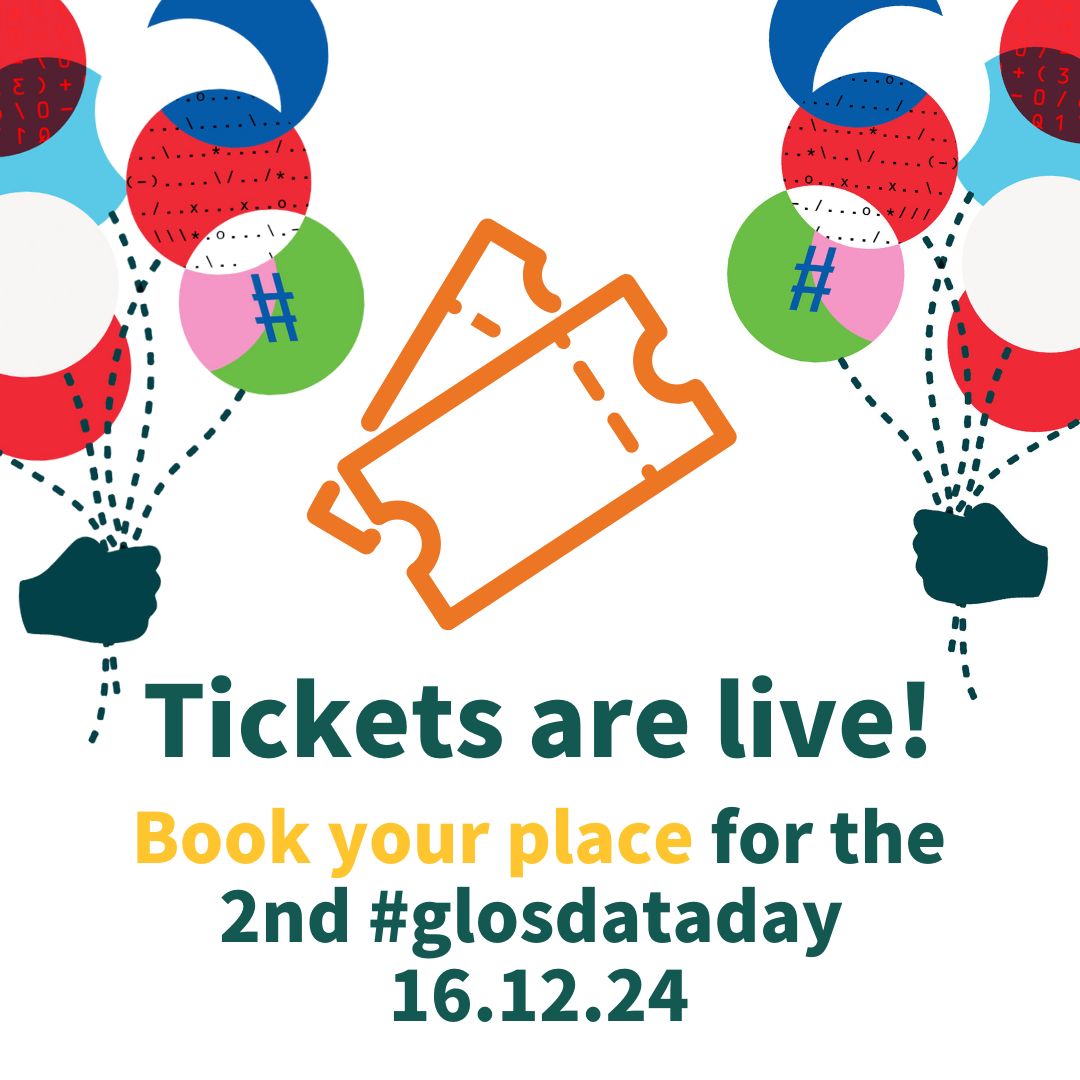 Tickets are live for #glosdataday! Join us on Dec 16 at Parabola Arts Centre. Join us for a fun filled day exploring how data can empower change! 👉 dataday.org.uk