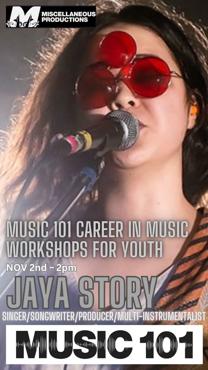 FREE workshop in the #Music101 series 2nd• 2pm at the <a href="/SMschoolofmusic/">Sarah McLachlan School of Music</a> 🎸 Workshop Speaker:  classically-trained composer,  rock band songwriter producer, multi-instumentalist JAYA STORY 🎵 Visit miscellaneousproductions.ca/2024/09/16/mus… for info!
#misccommunity