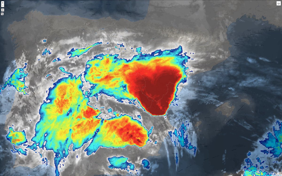 C’est une des situations les plus folles que j’ai vu de ma vie de passionné météo. 400 mm en à peine quelques heures dans la province de Valence. Une catastrophe absolue à la fois humaine et matérielle, avec des secouristes à pied d’œuvre. 

Plus d’électricité et d’internet dans