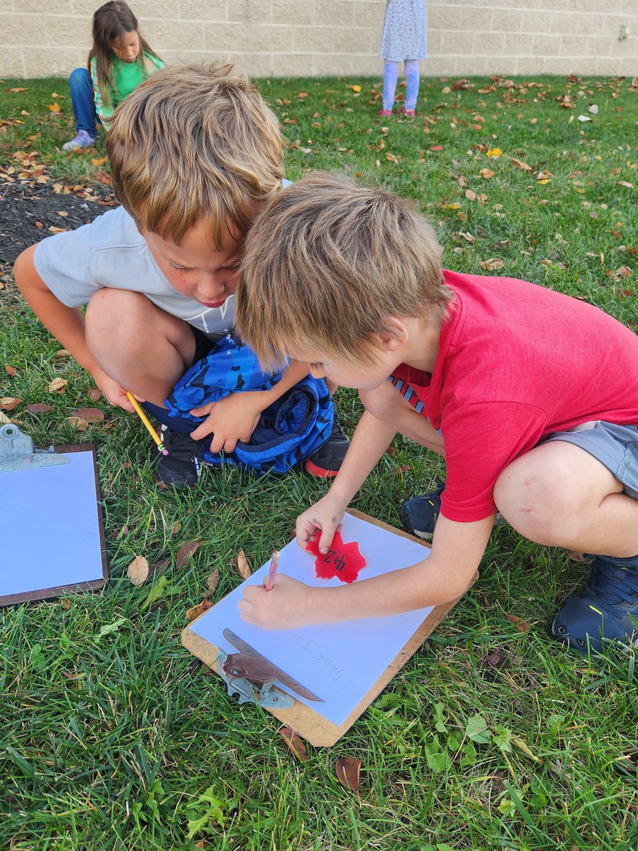 No internet, no problem.  Northwood 1st graders did Leaf Math outside.  Enjoying the weather and math at the same time. #PTBM