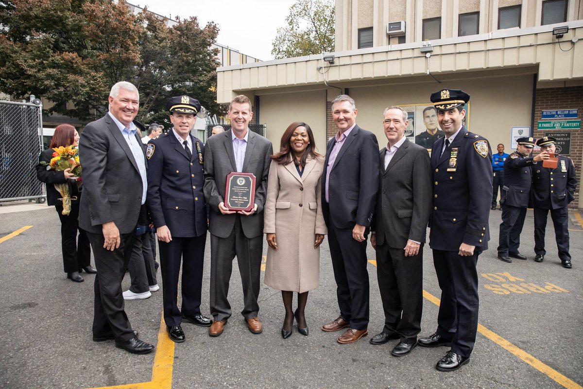 NYPD1stDep's tweet photo. Today we gathered with members of the 78 Precinct to give the Assistant Chief Patrick D. Brennan Cop of the Year Award to Detective Brian Laffey. 

This special event recognizes the outstanding contributions of our officers who go above and beyond to keep our community safe. https://t.co/iawGu2WWYb