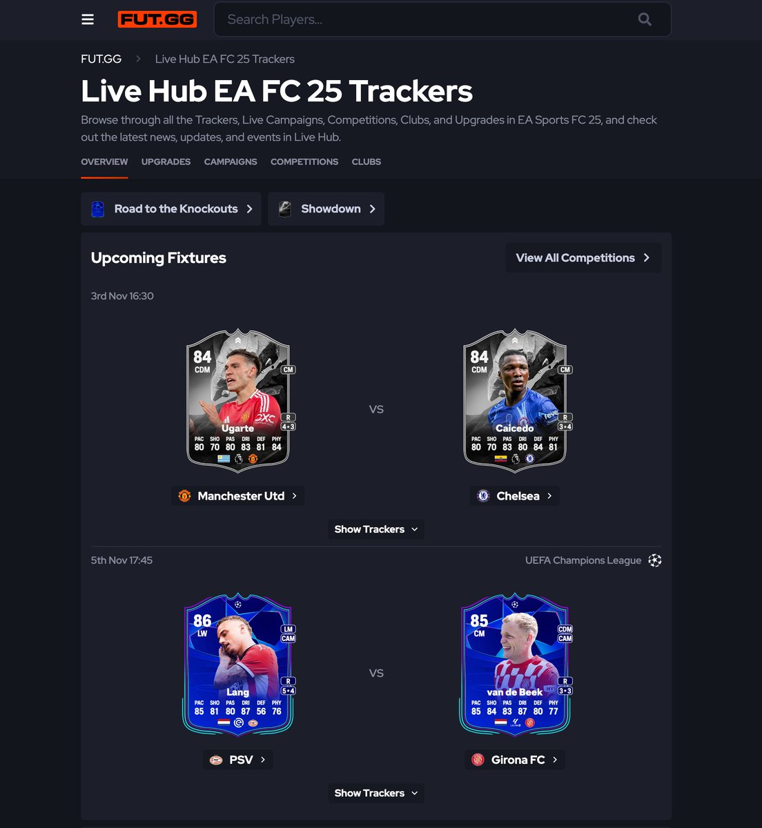 🚨 Big new feature LIVE on FUTGG now!

🔴 Live Hub 🔴

📈 See the next Live card matches
🏆 Track by club, competition or campaign
⏫ See all the latest Live Upgrades

Coming to the App soon 🤝