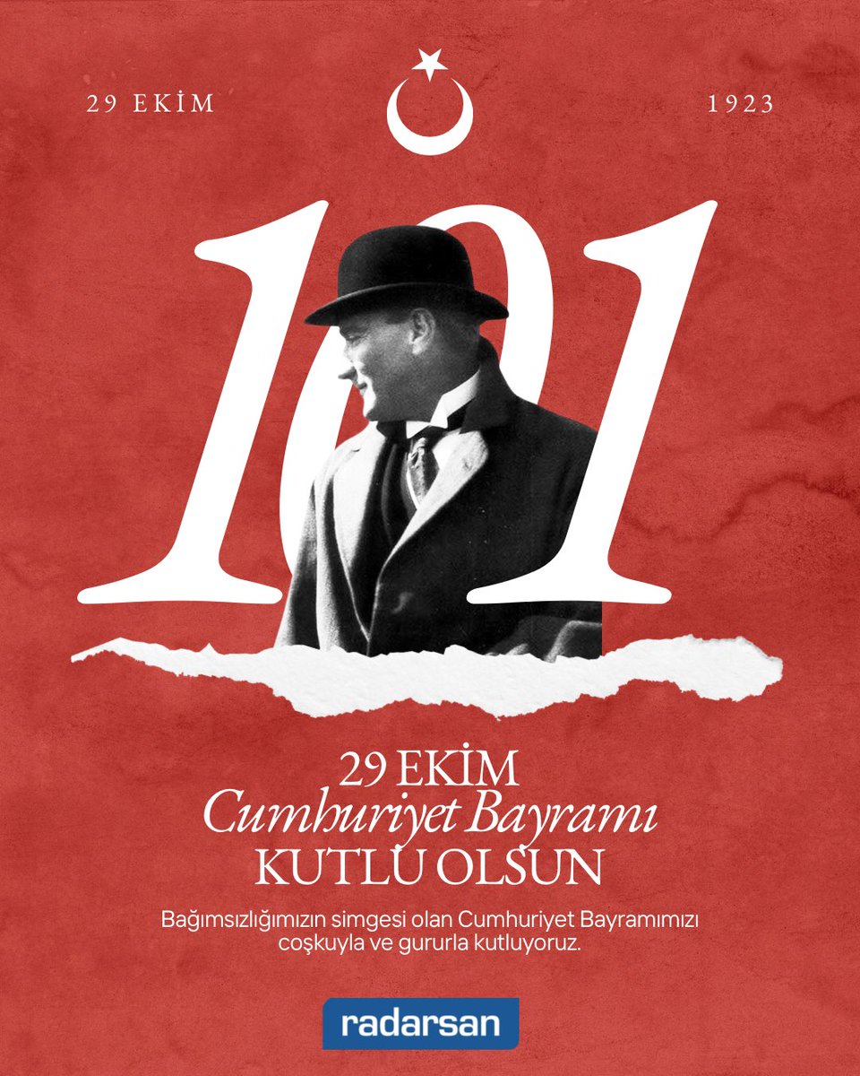 Bugün, özgürlüğümüzün ve bağımsızlığımızın simgesi olan Cumhuriyetimizin 101. yaşını  kutluyoruz. 

Geleceğimiz için umutla ilerlerken, bu değerleri yaşatmanın ve korumanın önemini bilerek var gücümüzle yılmadan yüksek teknoloji üretmeye devam ediyoruz.
Cumhuriyet Bayramımız