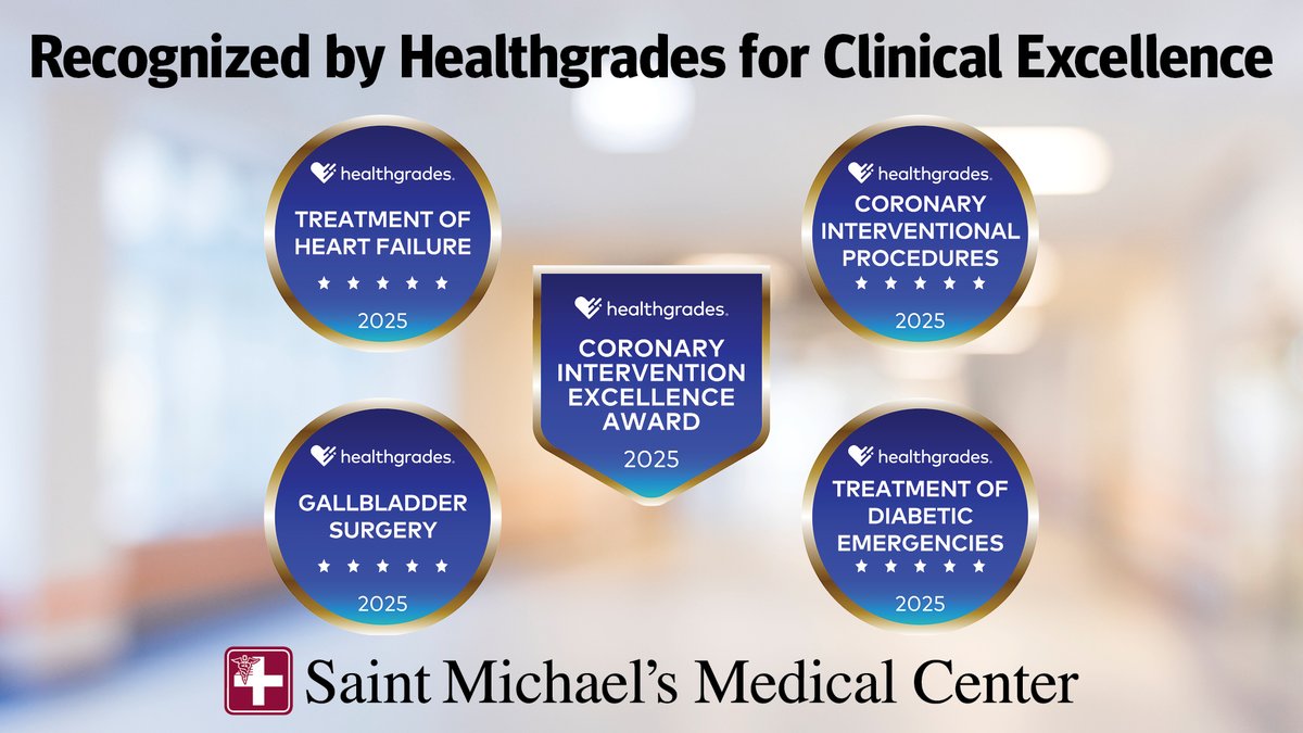 Saint Michael’s achieved numerous accolades for clinical excellence from Healthgrades, the #1 site Americans use when searching for a doctor or hospital. Read more at: bit.ly/4fqz0UD