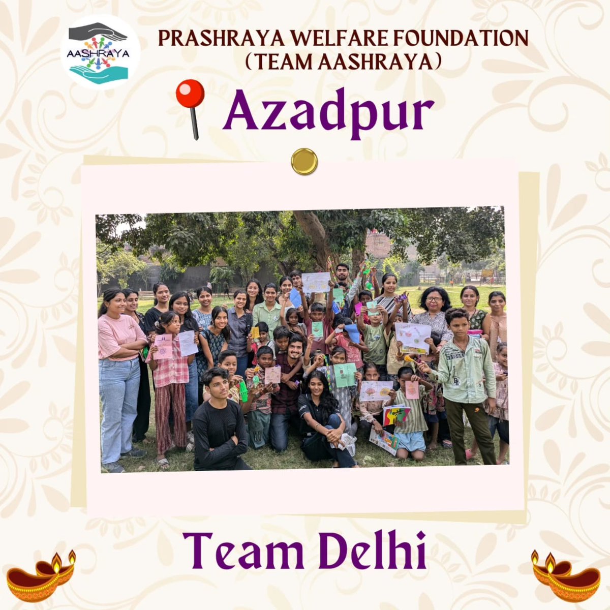 TeamAashraya's tweet photo. Happy Diwali Campaign 3.0 ЁЯкФ
Pre-Diwali celebrations at our AZADPUR Learning centre in Delhi . It included Card making activities, fun games, Diya Decoration activity and ofcourse, Sweets and chocolates.ЁЯНлтЬиЁЯТл
Let's make this Diwali a #happydiwali for all #aashraya #Diwali2024 https://t.co/S81XmqwHhj