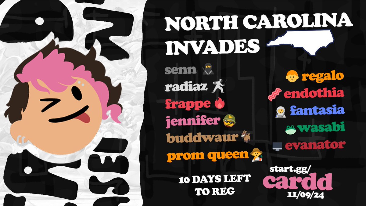 NC's finest will be at cardd's basement! Don't miss out on another SE grassroots banger this November 9th 👑

If you have any questions about the event checkout the event page below ⏬⏬⏬
