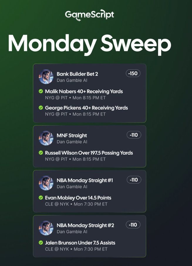 BreakdaBooks's tweet image. Gamescript.ai Plays Free in Tele link in bio 🔗

Get Tuesdays Projections NOW